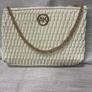 Anne Klein Ivory and Gold Chain Clutch